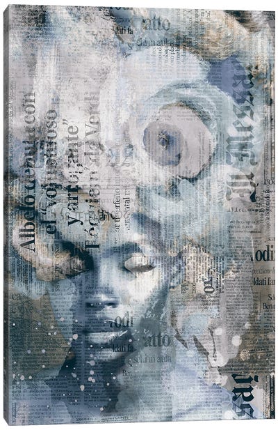 New York City Girl Blue Grey Canvas Art Print - Andrea Haase