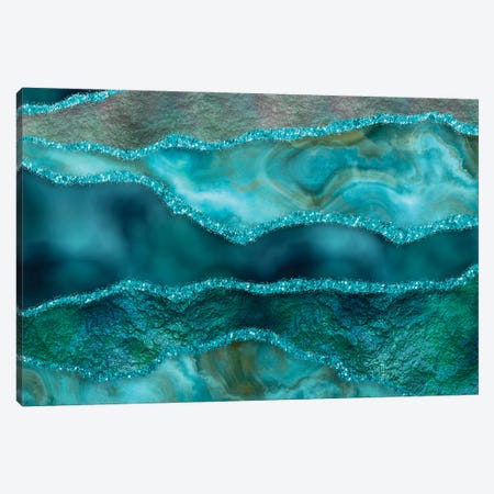 Oceanblue Marble Luxury Canvas Print #HSE56} by Andrea Haase Canvas Artwork