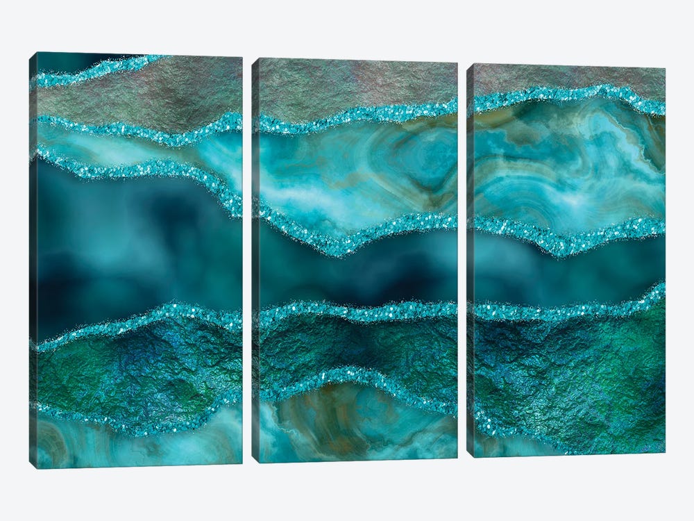 Oceanblue Marble Luxury by Andrea Haase 3-piece Canvas Art Print