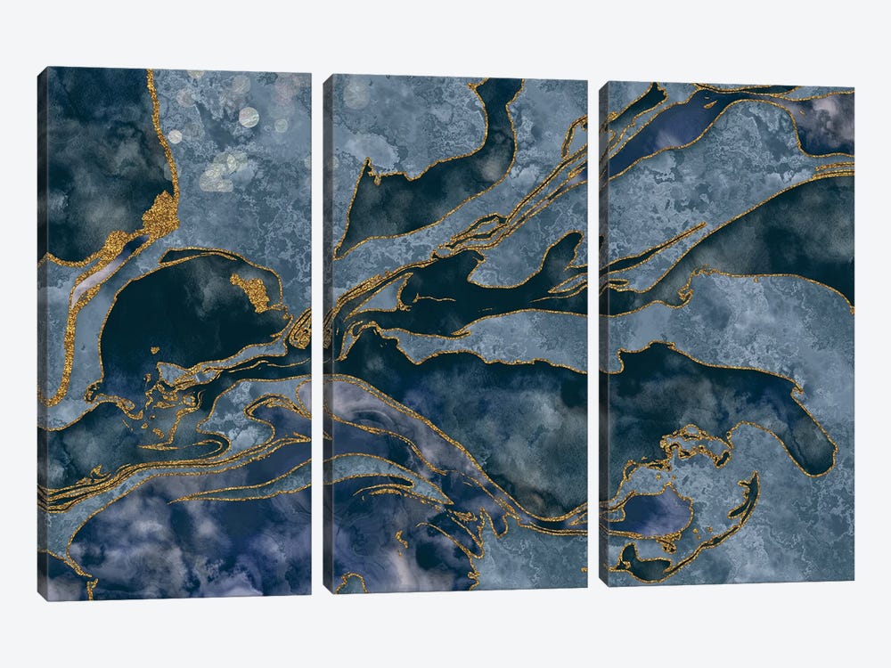 Precious Blue Mineral by Andrea Haase 3-piece Canvas Wall Art