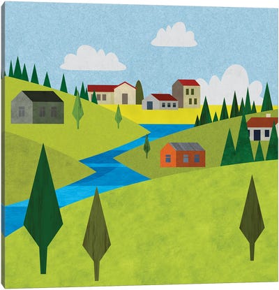 River Valley Village Canvas Art Print - Andrea Haase