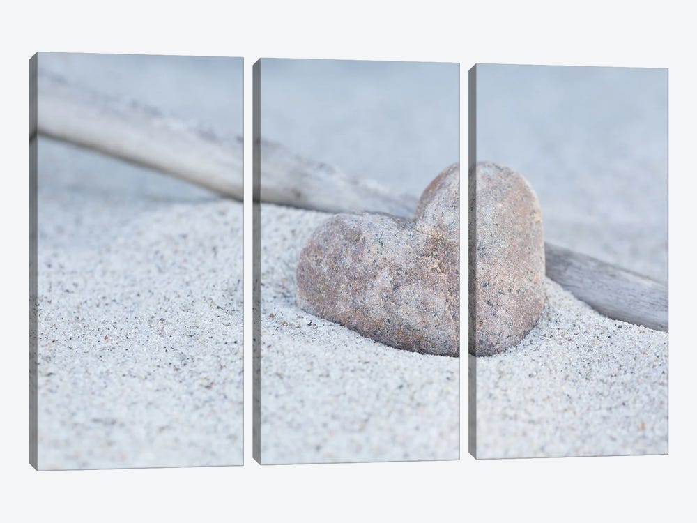 Stone Heart Beach Still by Andrea Haase 3-piece Canvas Artwork