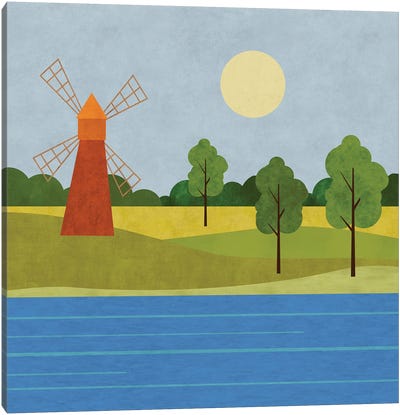 The Old Windmill Canvas Art Print - Watermill & Windmill Art