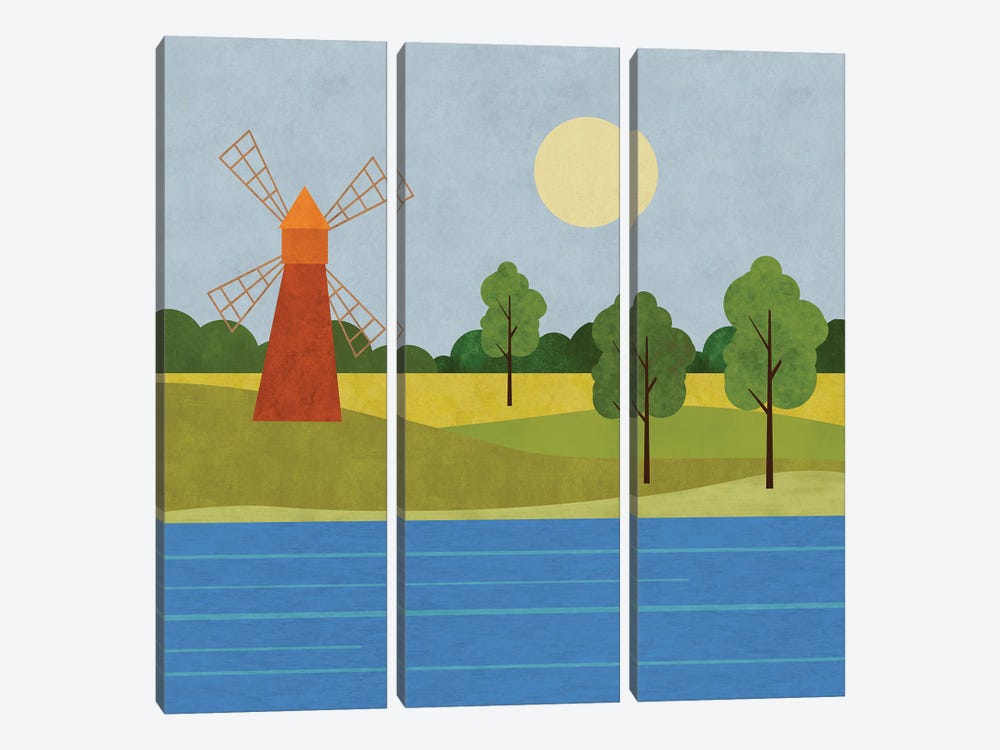 The Old Windmill by Andrea Haase 3-piece Canvas Wall Art