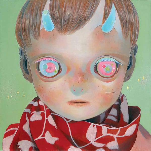 Hikari Shimoda: Blue Horns, Red Scarf by Hikari Shimoda