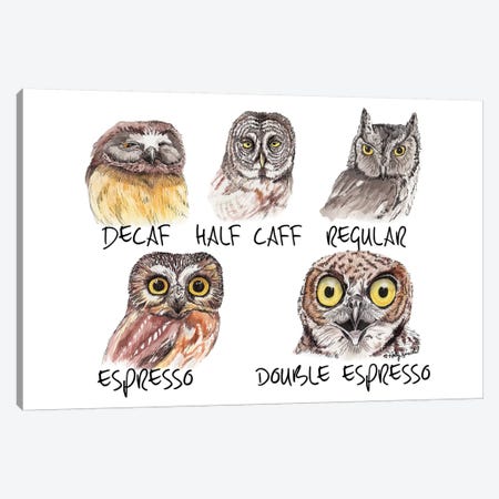Owl Caffeine Meter Canvas Print #HSI13} by Holly Simental Canvas Print
