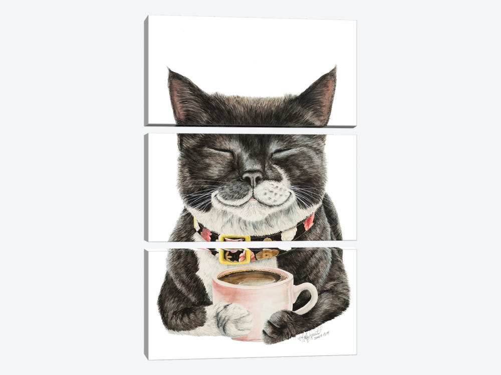 Purrfect Morning by Holly Simental 3-piece Canvas Art Print