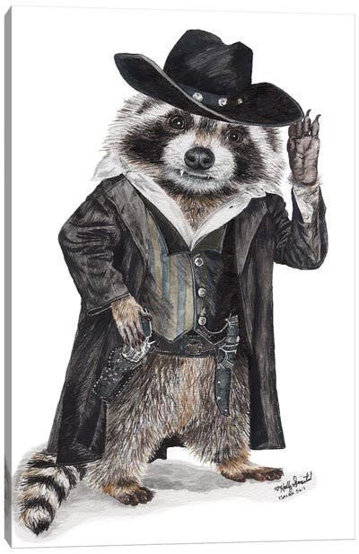 Raccoon Bandit Canvas Art Print - Raccoon Art