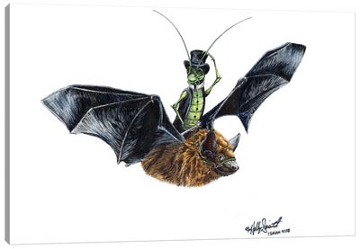 Rider In The Night Canvas Art Print - Bat Art