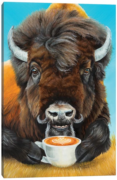 Bison Latte Canvas Art Print - Humor Art