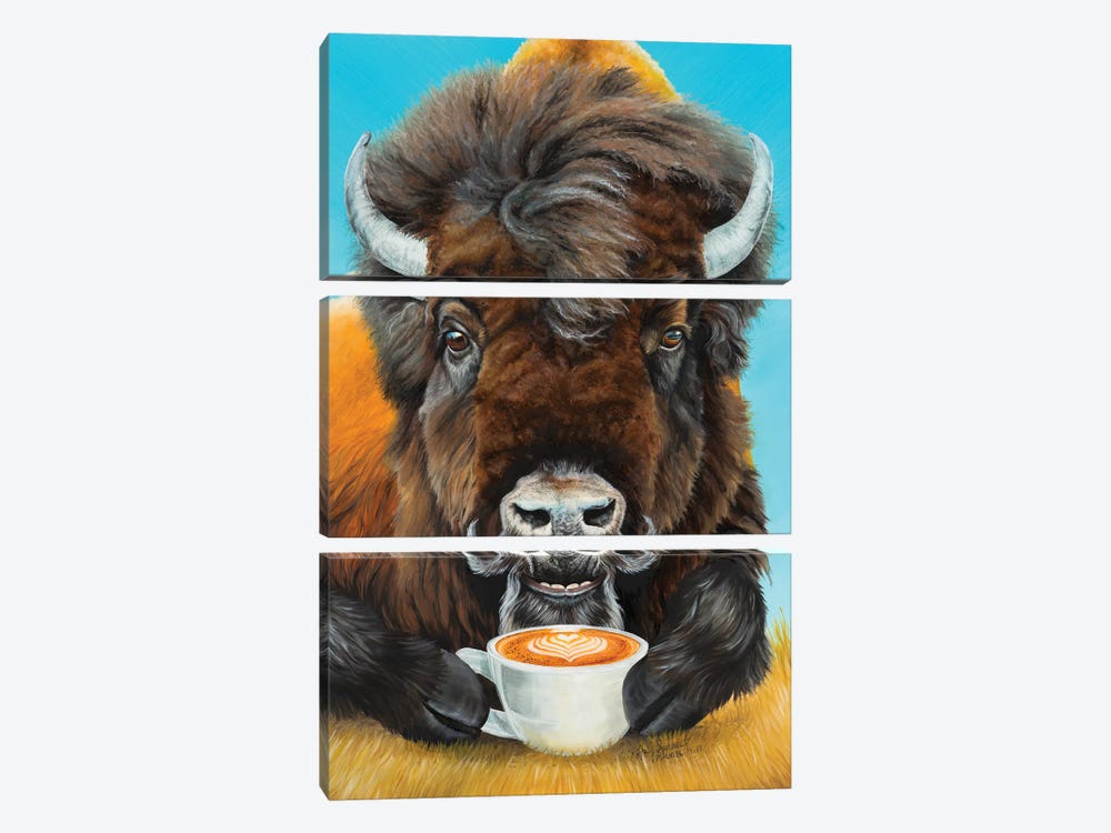Bison Latte by Holly Simental 3-piece Canvas Print