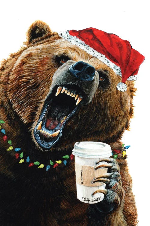 Grizzly Mornings Christmas by Holly Simental wall art