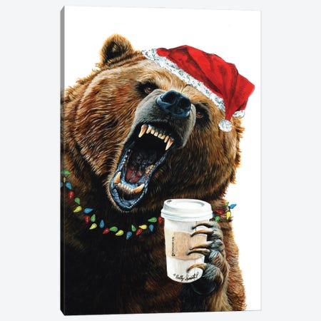 Grizzly Mornings Christmas Canvas Print #HSI22} by Holly Simental Canvas Artwork