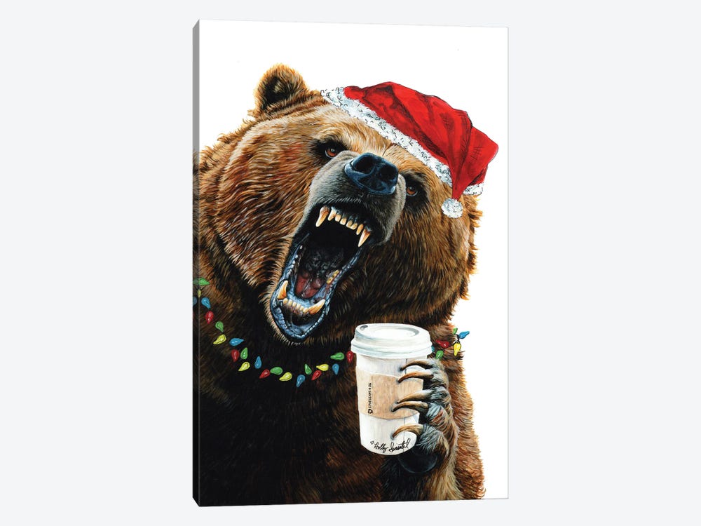 Grizzly Mornings Christmas by Holly Simental 1-piece Canvas Artwork