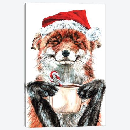 Morning Fox Christmas Canvas Print #HSI23} by Holly Simental Canvas Artwork