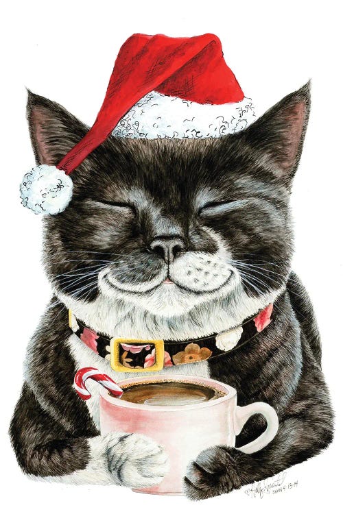 Purrfect Morning Christmas by Holly Simental wall art