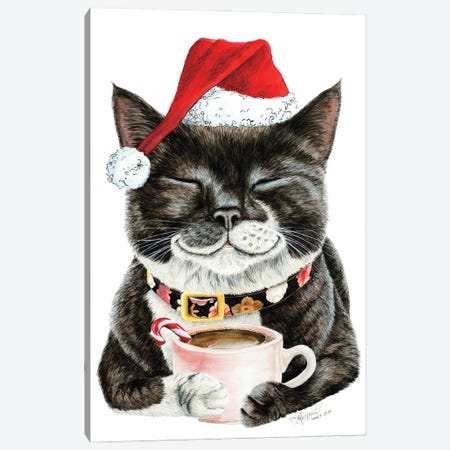 Purrfect Morning Christmas Canvas Print #HSI24} by Holly Simental Canvas Print