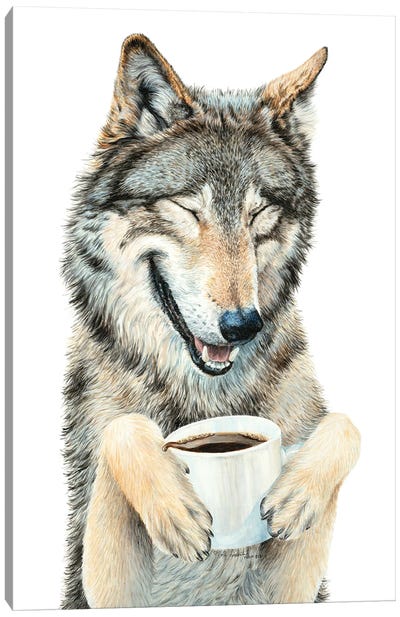 Coffee In The Moonlight Canvas Art Print - Coyote Art