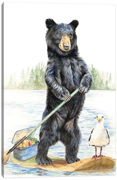 Beach Bandits Canvas Art Print - Black Bears