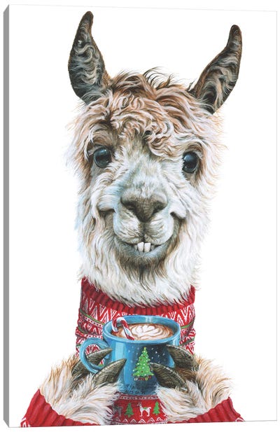 Llama Latte Christmas Canvas Art Print - Large Christmas Art