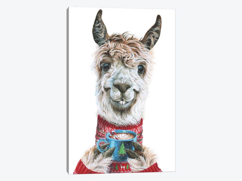 Llama Latte Christmas by Holly Simental 1-piece Canvas Art