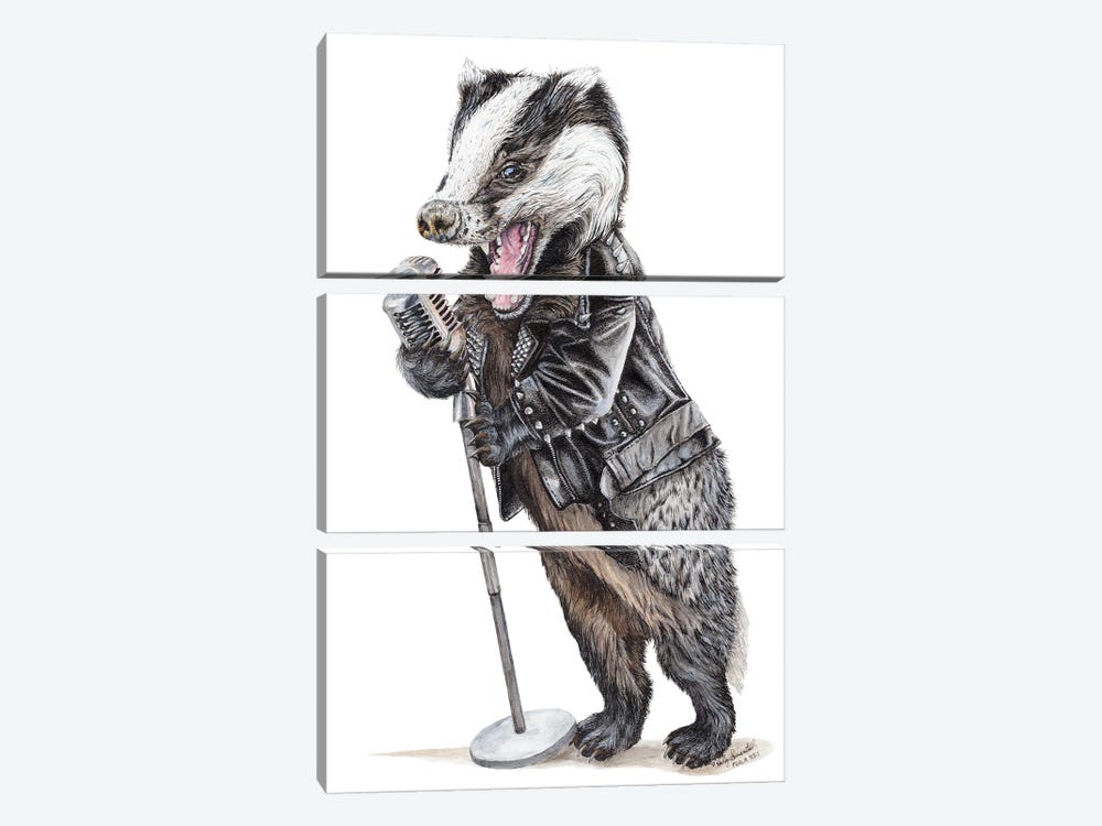 Rock'n Badger by Holly Simental 3-piece Canvas Art Print