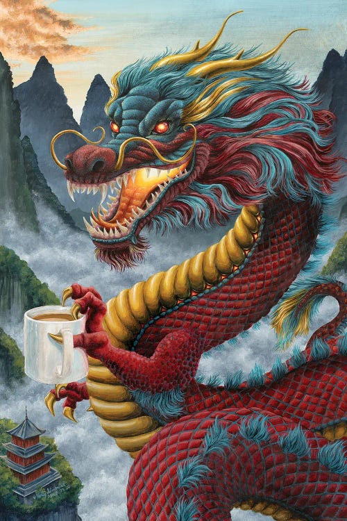 Zhulong Coffee Dragon by Holly Simental wall art