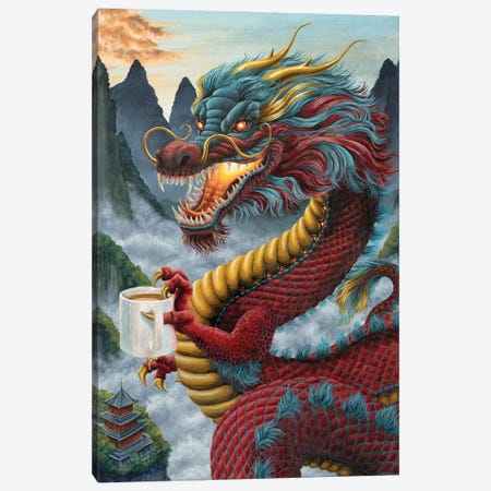 Zhulong Coffee Dragon Canvas Print #HSI48} by Holly Simental Canvas Wall Art