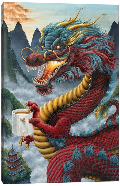 Zhulong Coffee Dragon Canvas Art Print - Dragon Art