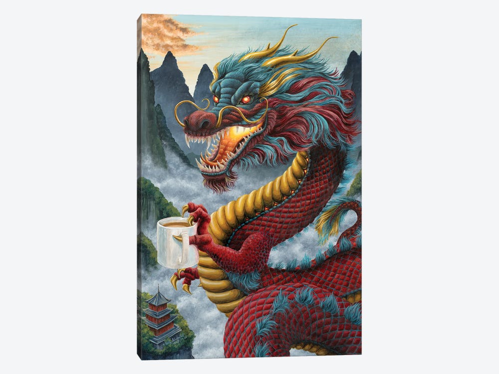 Zhulong Coffee Dragon by Holly Simental 1-piece Canvas Artwork
