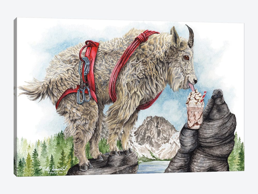 Mountain Goat Mocha by Holly Simental 1-piece Canvas Print