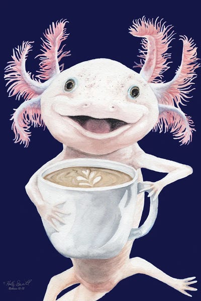 Fine Art Print: Axolatte, Axolotl Coffee by Holly Simental