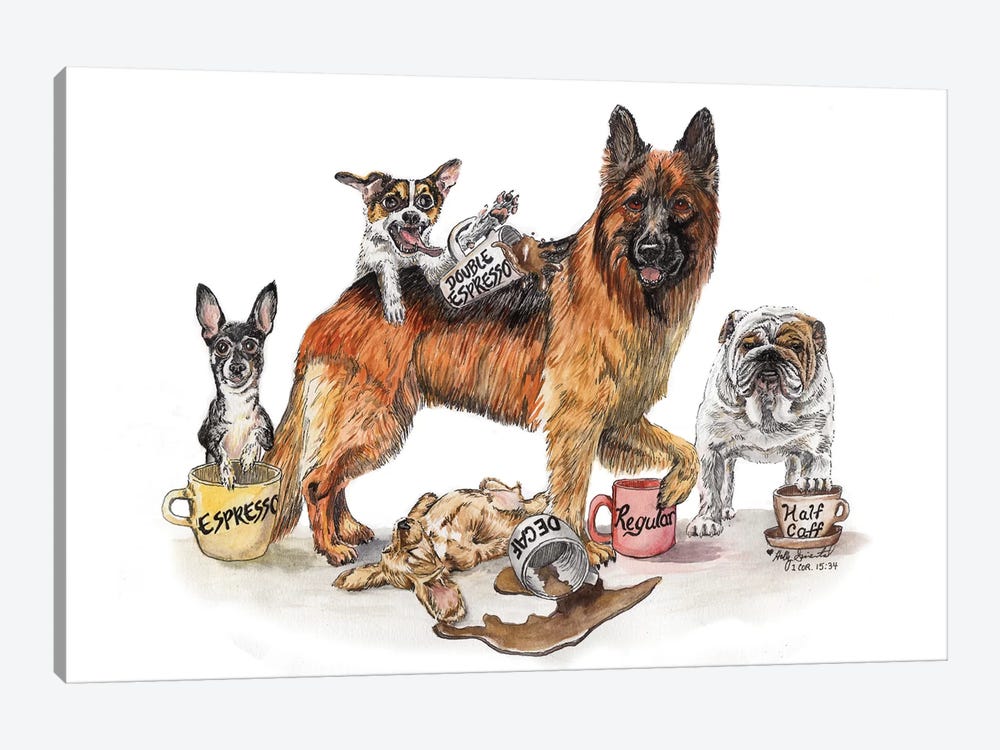 Coffee Dogs by Holly Simental 1-piece Art Print