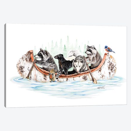Critter Canoe Canvas Print #HSI6} by Holly Simental Art Print