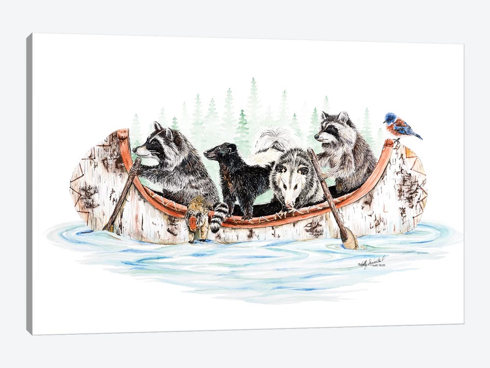 Critter Canoe by Holly Simental 1-piece Canvas Art