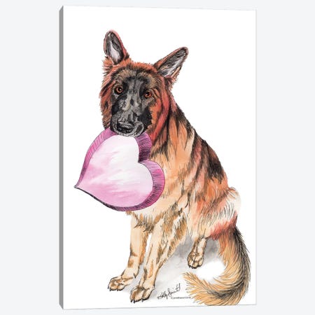 German Shepherd Love Canvas Print #HSI7} by Holly Simental Art Print