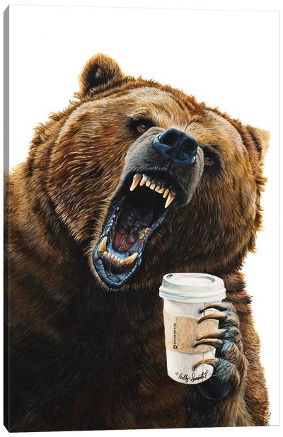 Grizzly Mornings Canvas Art Print - Animal Humor Art