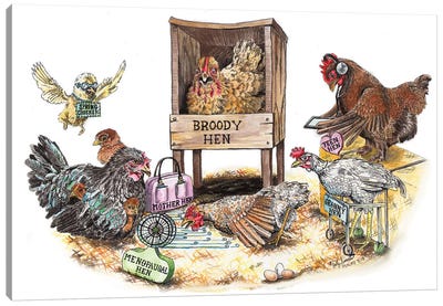 Life In The Coop Canvas Art Print - Chicken & Rooster Art
