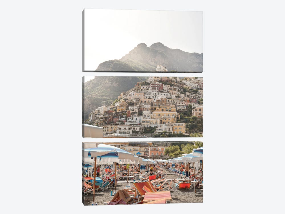 Positano Beach Amalfi Coast Italy by Henrike Schenk 3-piece Canvas Print