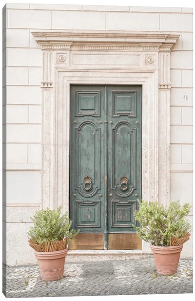 Vintage Door In Rome Canvas Art Print - Door Art