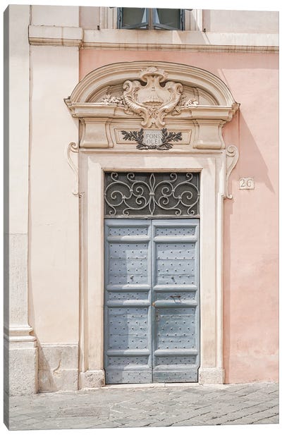 Pastel Color Door In Rome Canvas Art Print - Henrike Schenk