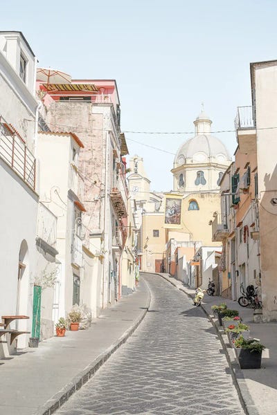 Henrike Schenk: Pastel Color Street On Procida Island by Henrike Schenk