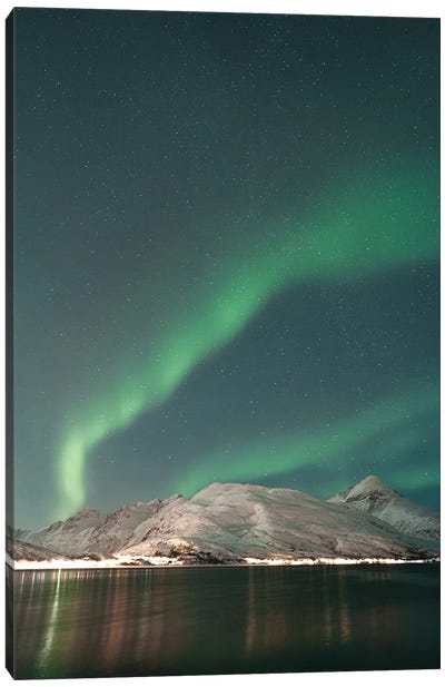 Northern Lights In Norway Canvas Art Print - Aurora Borealis Art