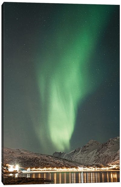 Northern Lights In Norway II Canvas Art Print - Aurora Borealis Art