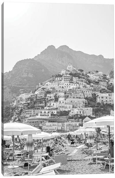 Positano Beach Day Canvas Art Print - Amalfi Coast Art