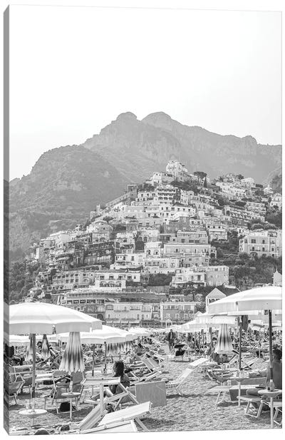 Positano Beach Day - Right One Canvas Art Print - Amalfi Coast Art