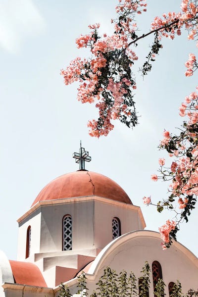 White Church In Greece by Henrike Schenk framed canvas print