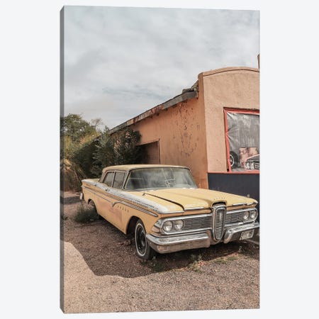 Yellow Car On Route 66 Canvas Print #HSK47} by Henrike Schenk Canvas Art Print