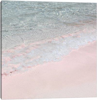 Pink Beach On Crete Island Canvas Art Print - Island Art