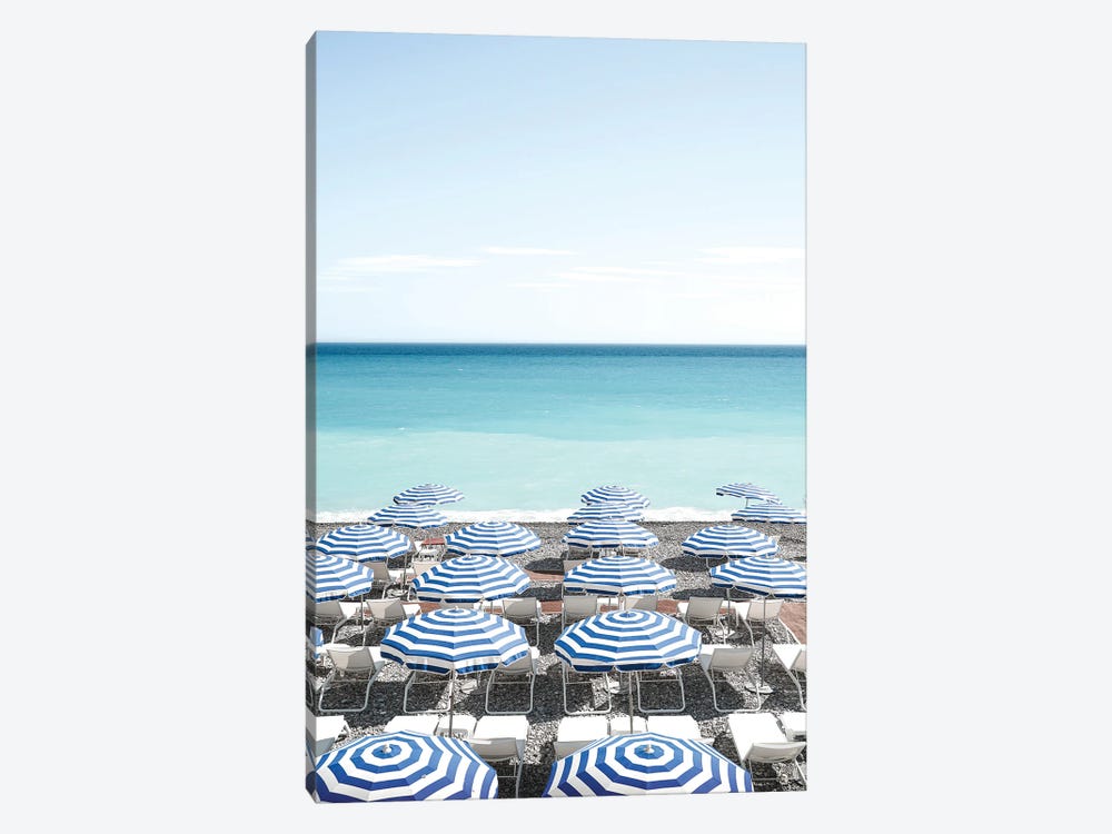 Blue Beach Parasols by Henrike Schenk 1-piece Art Print